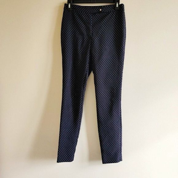 ZARA BASIC BLACK ANKLE PANTS WHITE POLKA DOTS WOMENS SIZE XS CROPPED‎ DRESS WORK - Picture 1 of 4